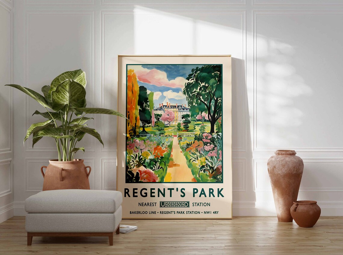 Regents Park London William Morris Botanical Gardens Poster - Image 3