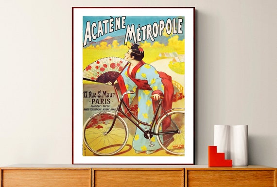 Acatene Metropole Vintage Bicycle Poster Bicycle Lovers Sport Poster Retro Art