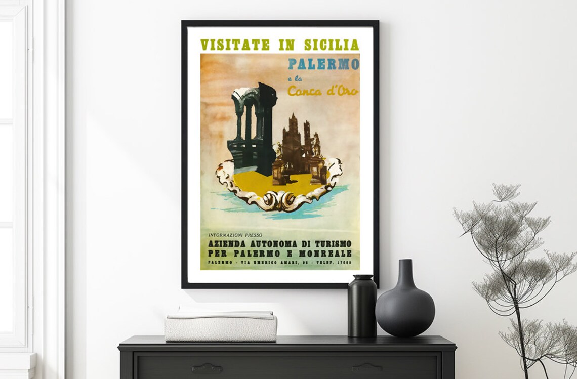Palermo and Conca dOro Visitate in Sicilia Vintage Italy Poster - Image 2
