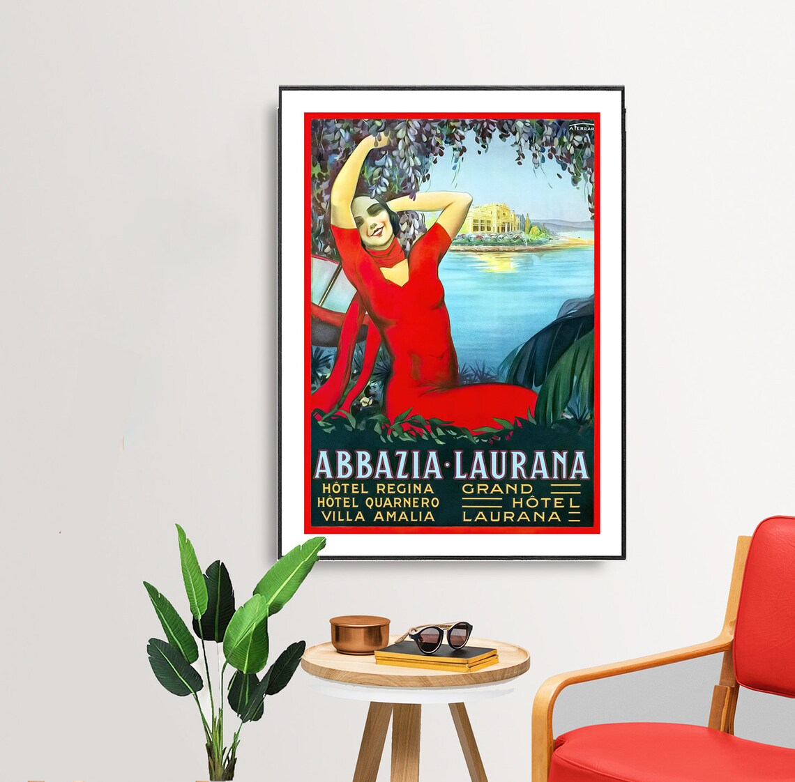 Sunny Abbazia Laurana Grand Hotels Vintage Adriatic Travel Poster - Image 2