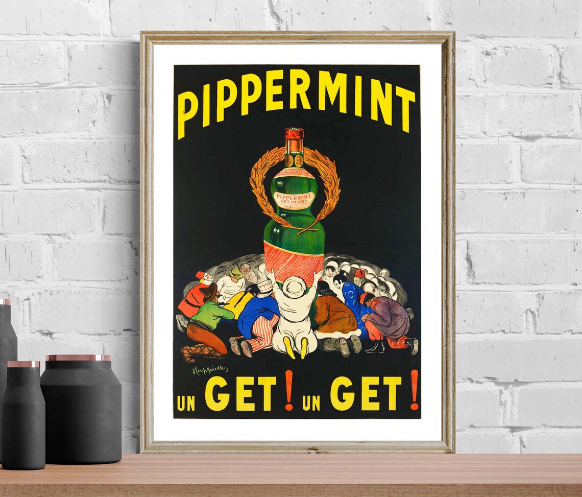 Pipperment Get Green Bottle Crowd Bowing Vintage French Poster - Image 2