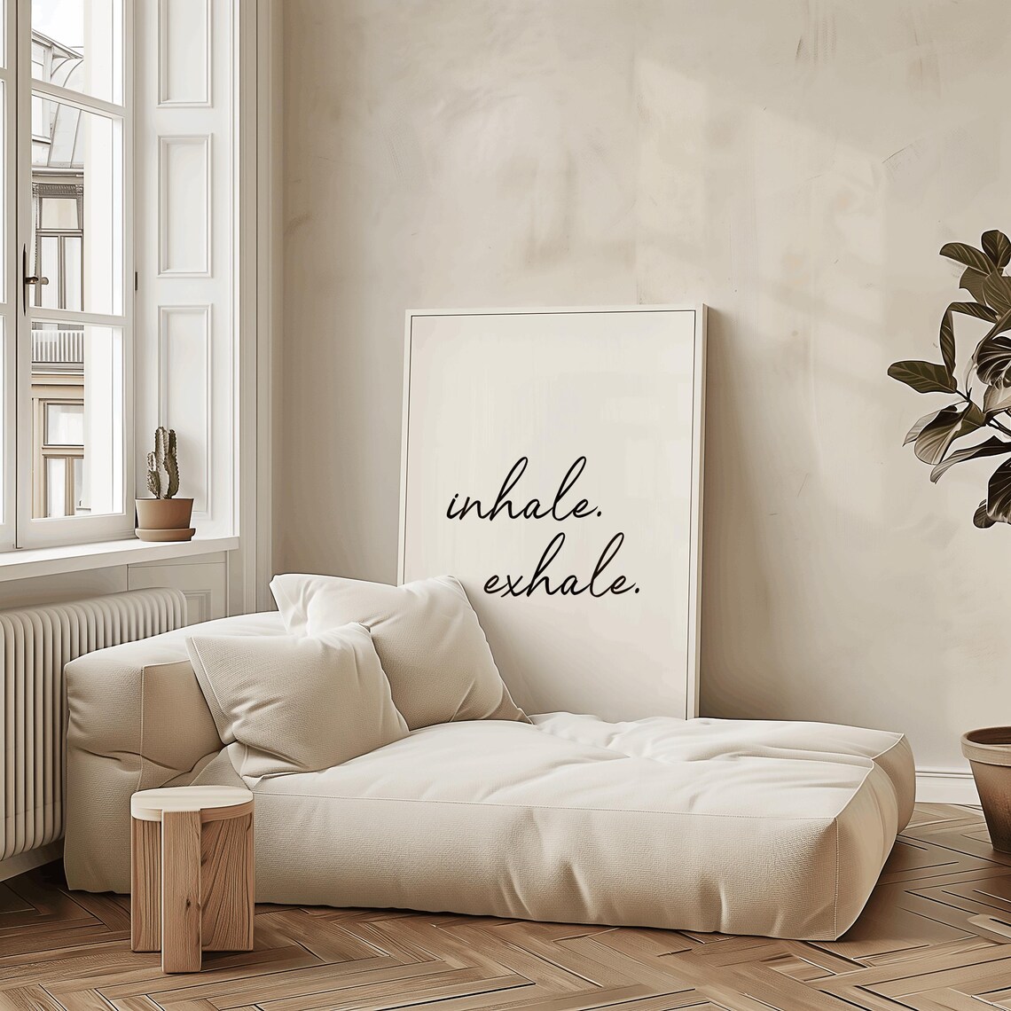 Inhale Exhale Black Script Wellness Minimalist Quote Wall Poster - Image 2