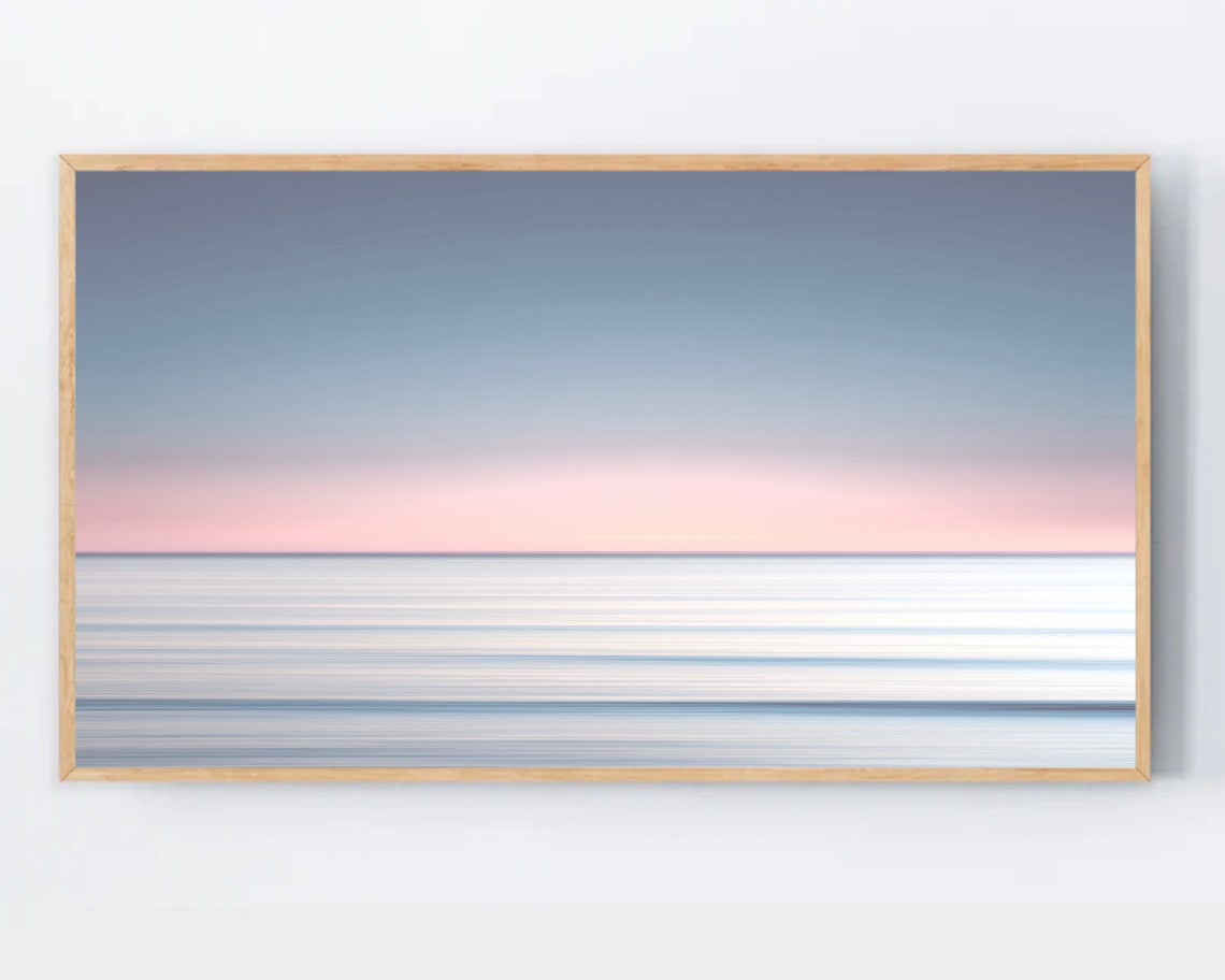 Samsung Frame Tv Pastel Abstract Landscape Soft Neutral Tones Coastal Art Seascape For