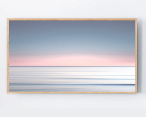 Samsung Frame Tv Pastel Abstract Landscape Soft Neutral Tones Coastal Art Seascape For