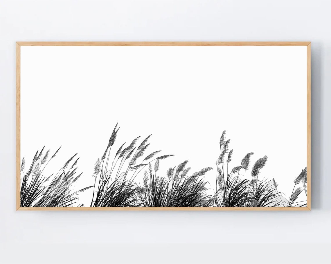 Black and White Pampas Grass Minimalist Photography Wall Poster