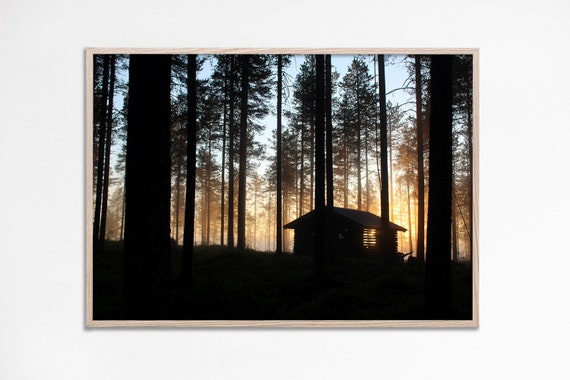 Rustic Cabin In The Woods Log Print Decor Forest Wall Art Mountain