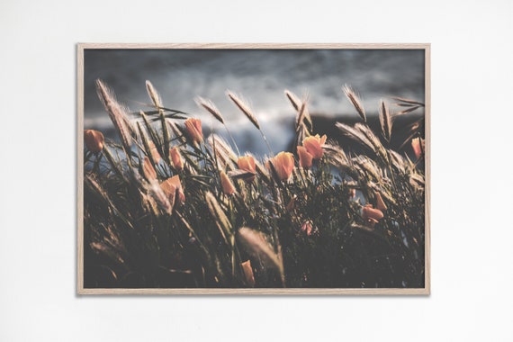 Horizontal Landscape Wall Art Dark Floral Photo Moody Farmhouse Home Decor For Living Room