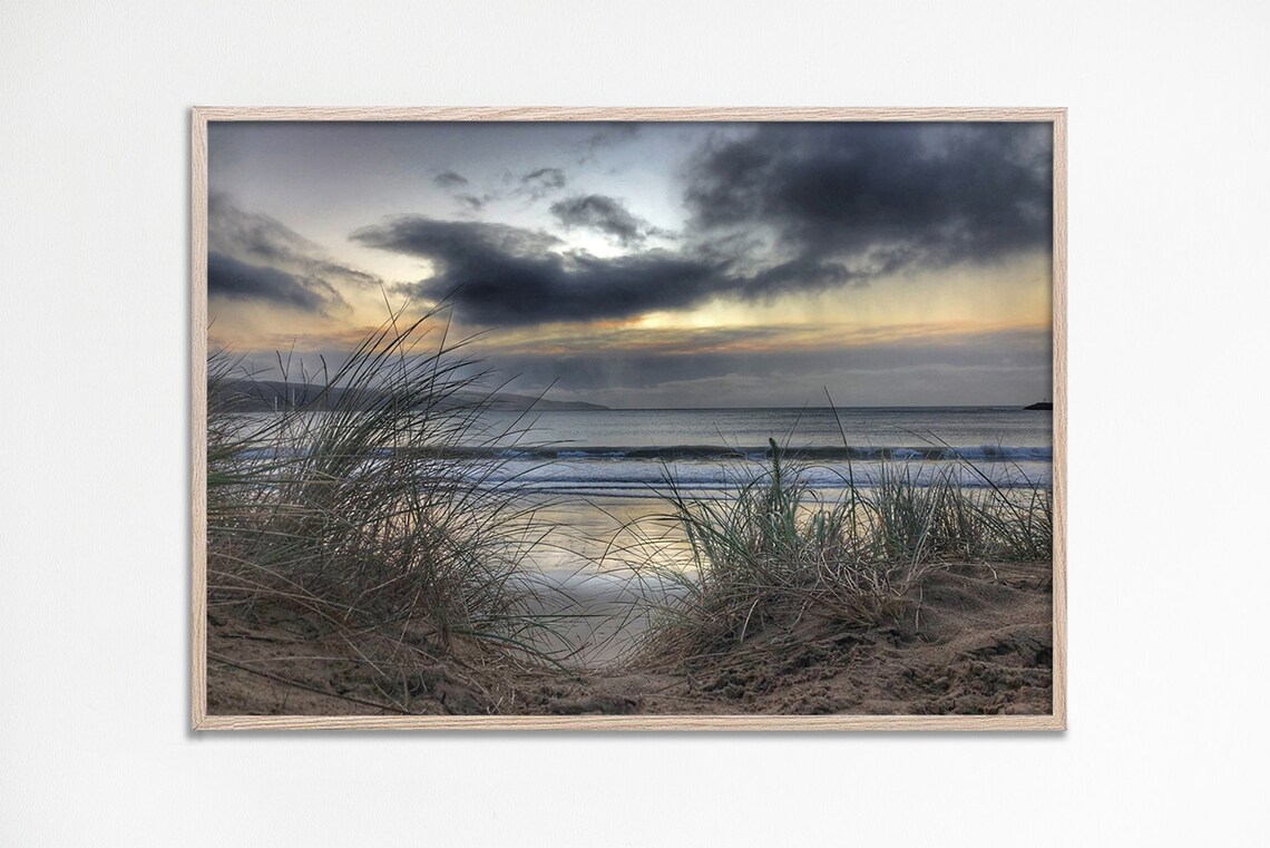 Moody Winter Beach Dunes Storm Clouds Coastal Photography Poster