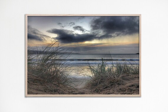 Moody Winter Beach Dunes Storm Clouds Coastal Photography Poster