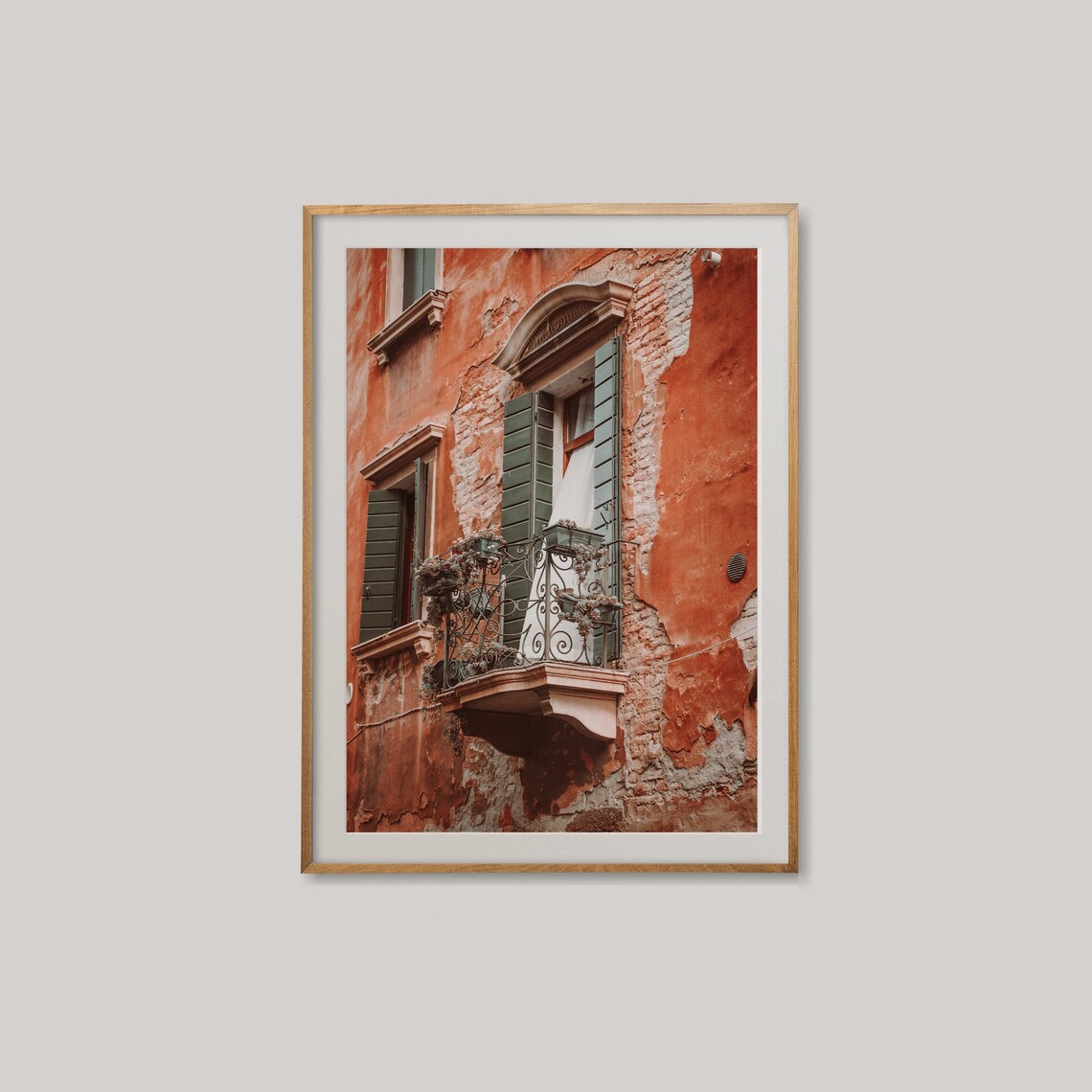 Venice Balcony Shutters Terracotta Wall Pastel Photo Italy Art Poster - Image 2