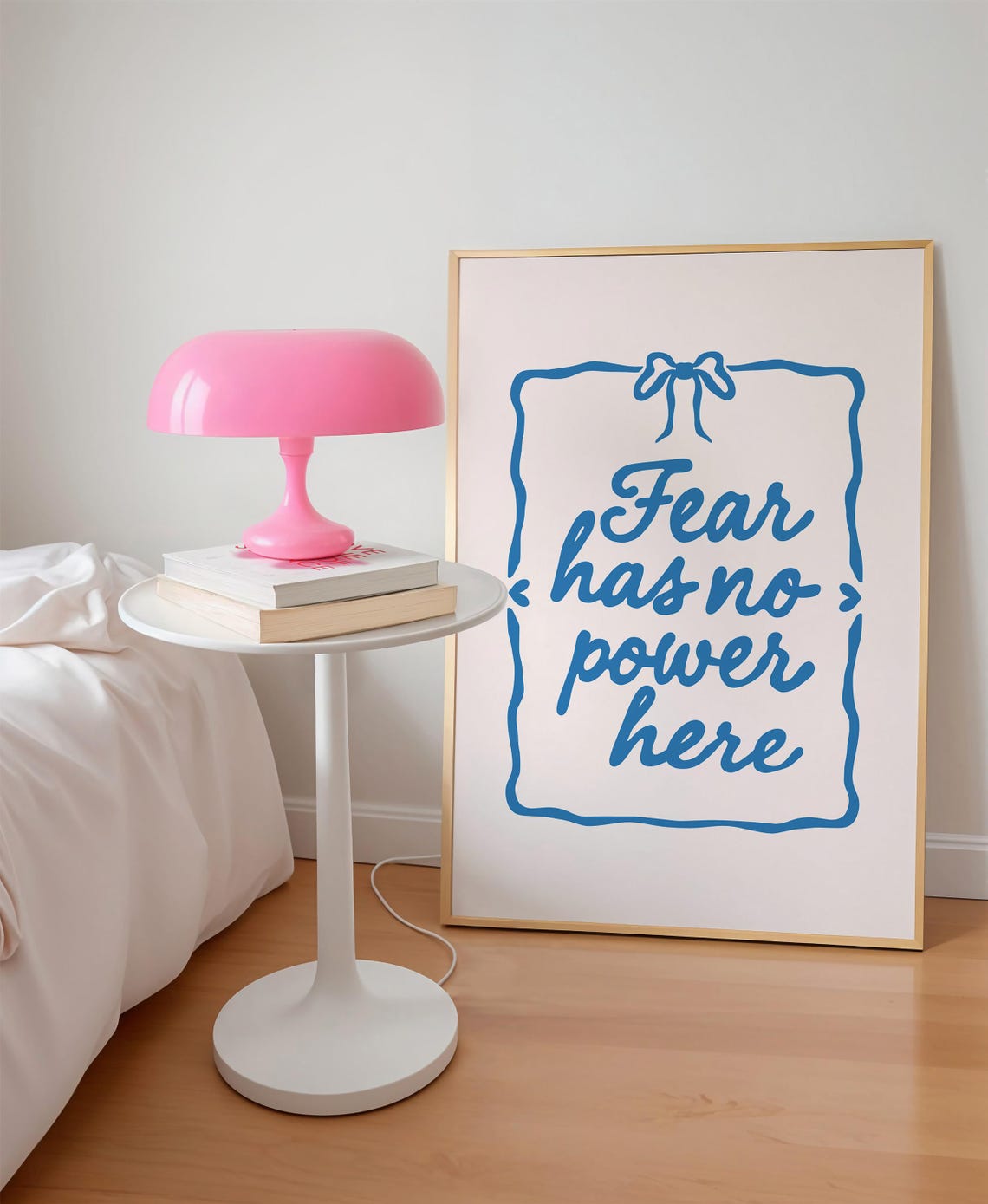 Fear Has No Power Here Blue Script Affirmation Mental Health Poster