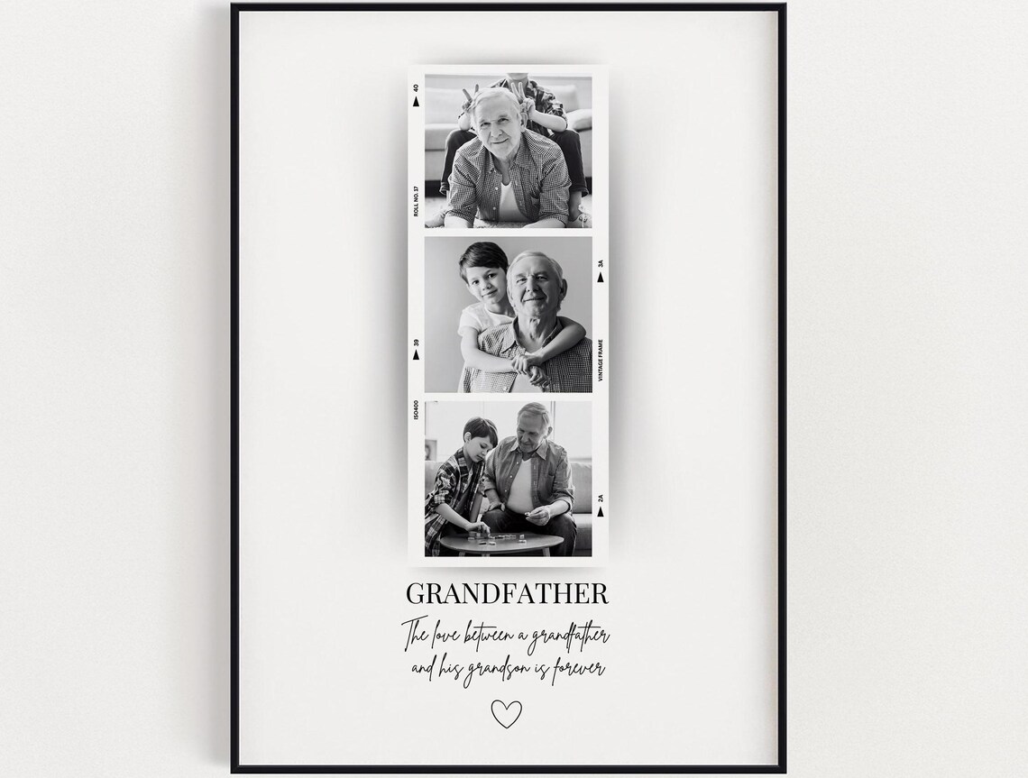 Grandfather Photo Strip Film Style Keepsake Family Memory Poster