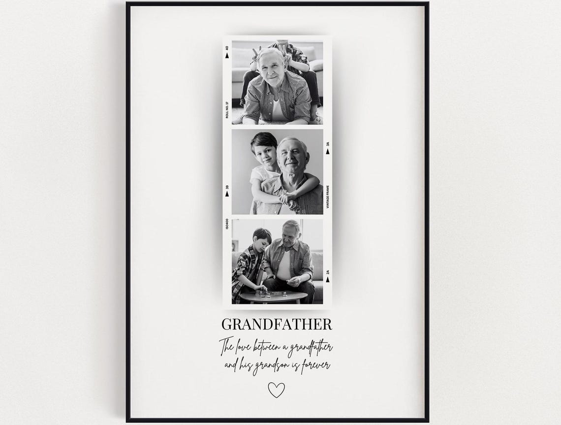 Personalised Grandfather Photo Print Wall Art Gift Custom With Birthday