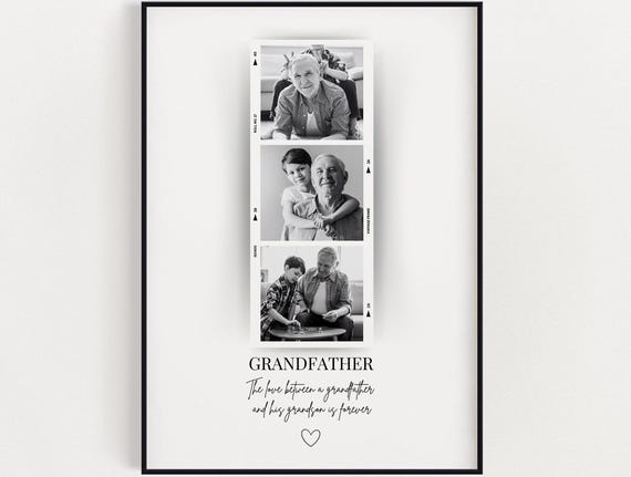 Personalised Grandfather Photo Print Wall Art Gift Custom With Birthday