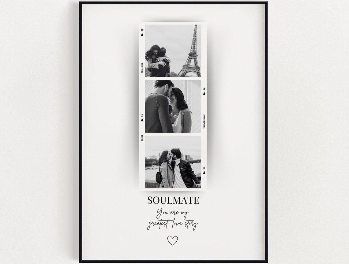 Personalized Soulmate Film Strip Photo Couple Custom Print Gift