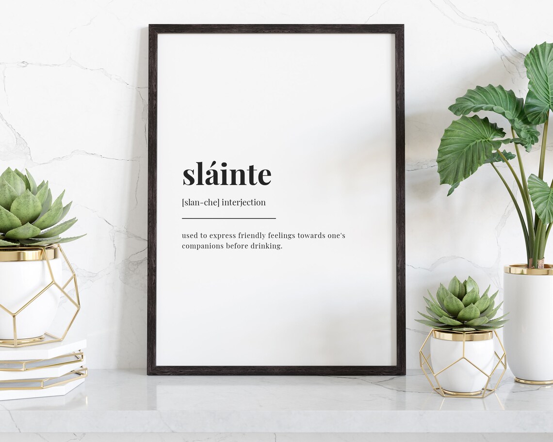 Slainte Definition Meaning Typography Wall Art - Image 2