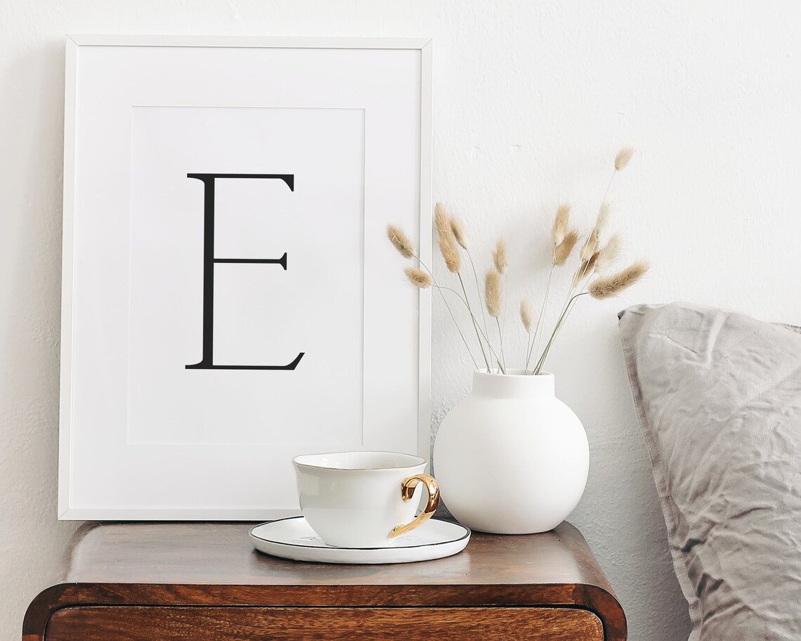 Letter E Nursery Art Poster, Wall Decor Sign