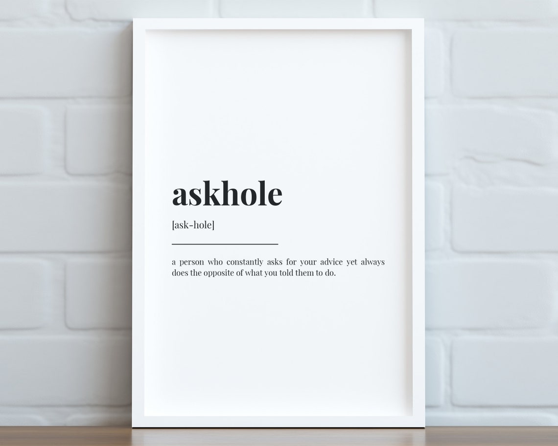 Askhole Definition Print Wall Art Print Definition Print Quote Print Funny Office Decor Home Office Print Wall Decor - Image 2