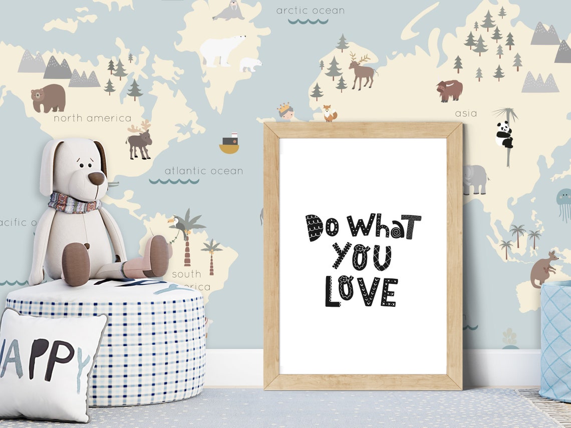 Do What You Love Black Doodle Lettering Motivational Nursery Poster - Image 2