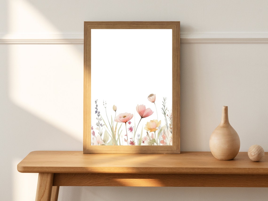 Pastel Wildflower Meadow Watercolor Botanical Girls Room Poster - Image 3