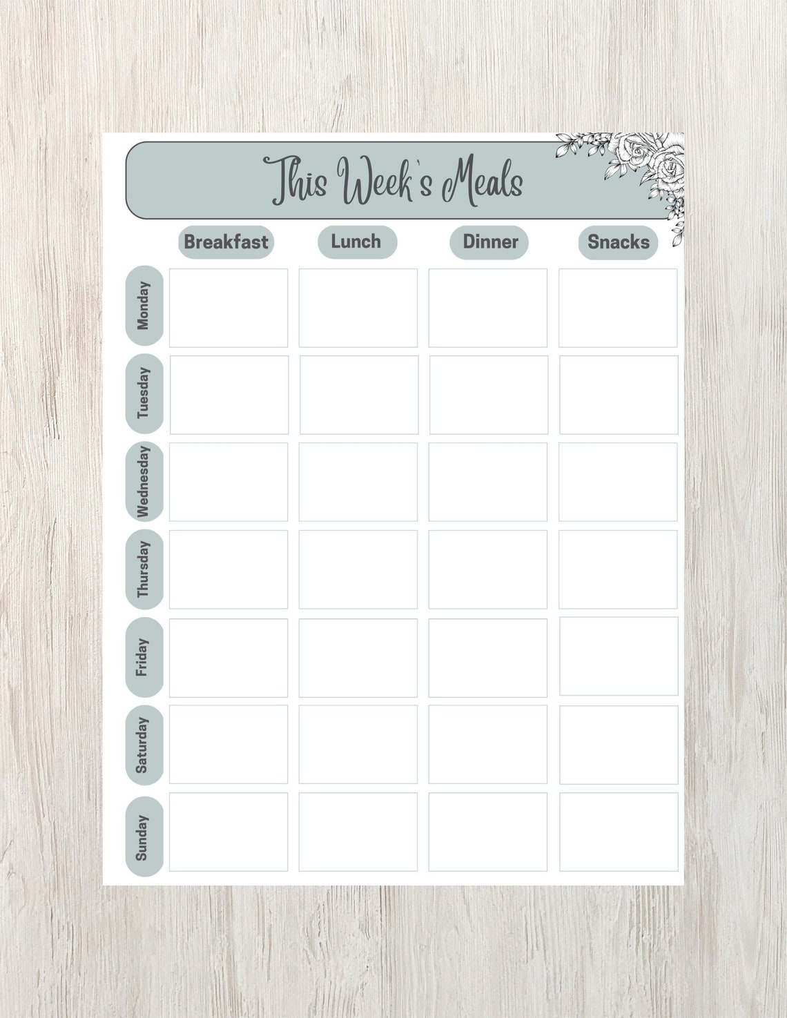 Floral Botanical Grocery List Printable Organizer Planner Print - Image 3