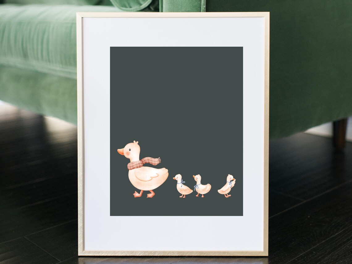 Duck Family Parade Nursery Poster Sweet Farm Animal Baby Room Decor
