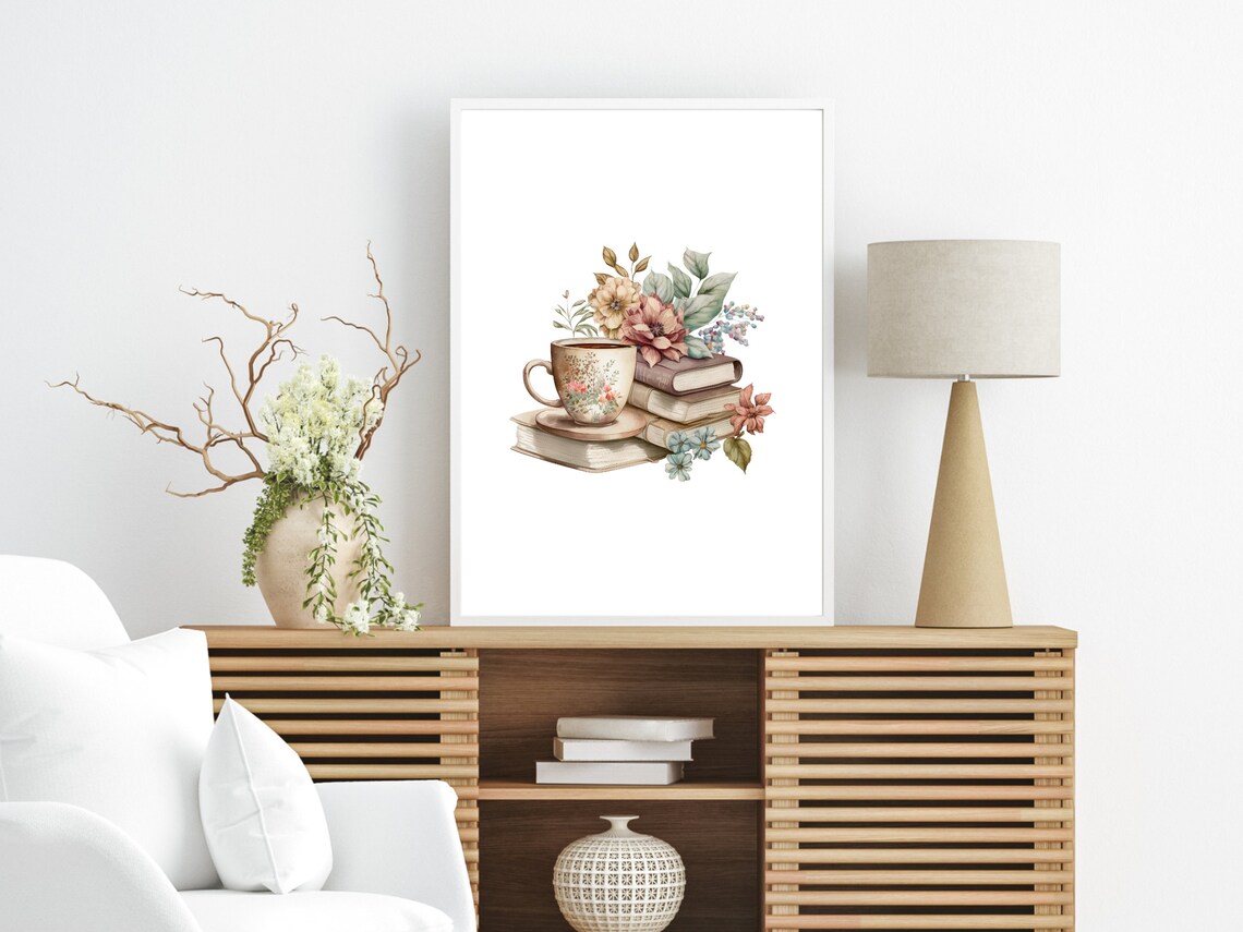 Coffee Lover Print, Book Lover Kitchen Art Poster - Image 2