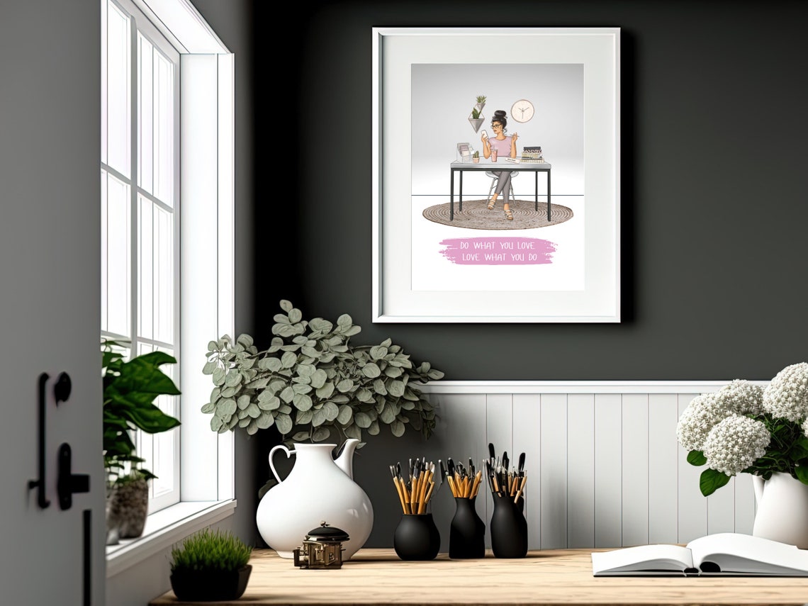 Do What You Love Love What You Do Boss Babe Desk Girl Art Print - Image 4