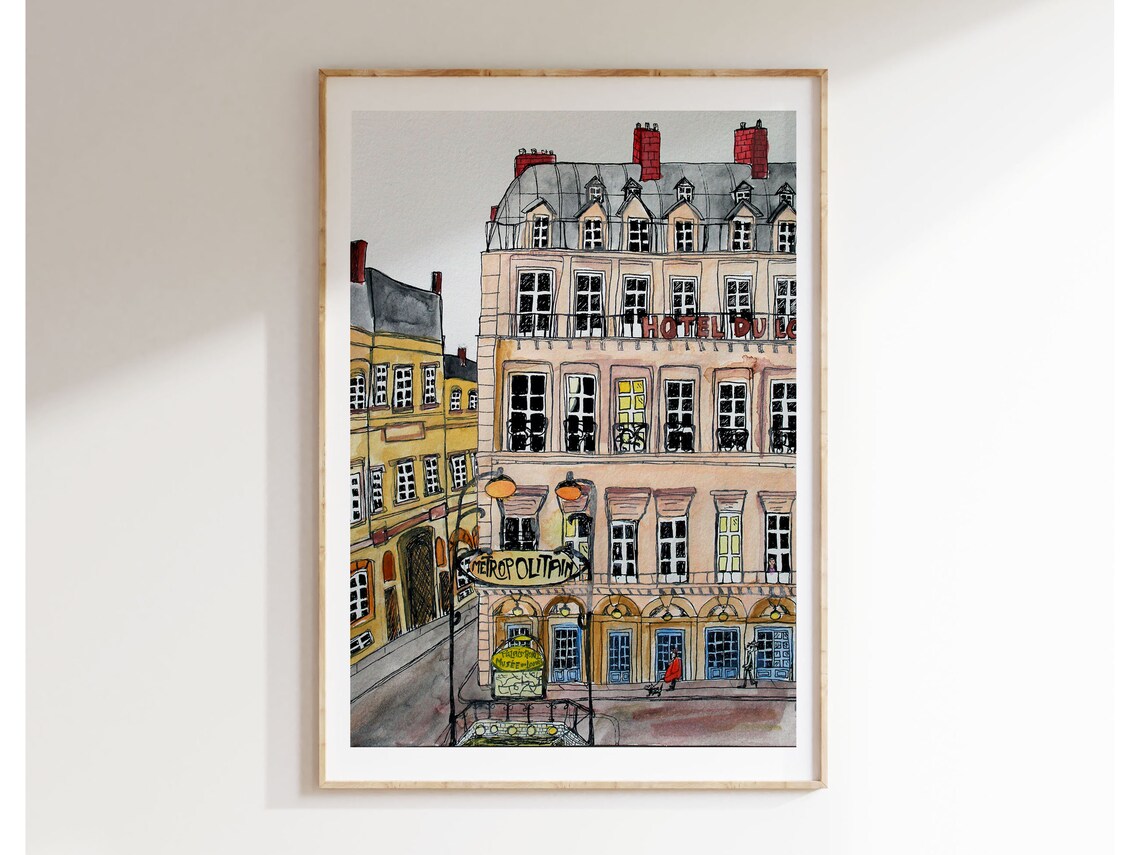 Hotel Du Louvre Paris Watercolor Architecture Art Print - Image 3