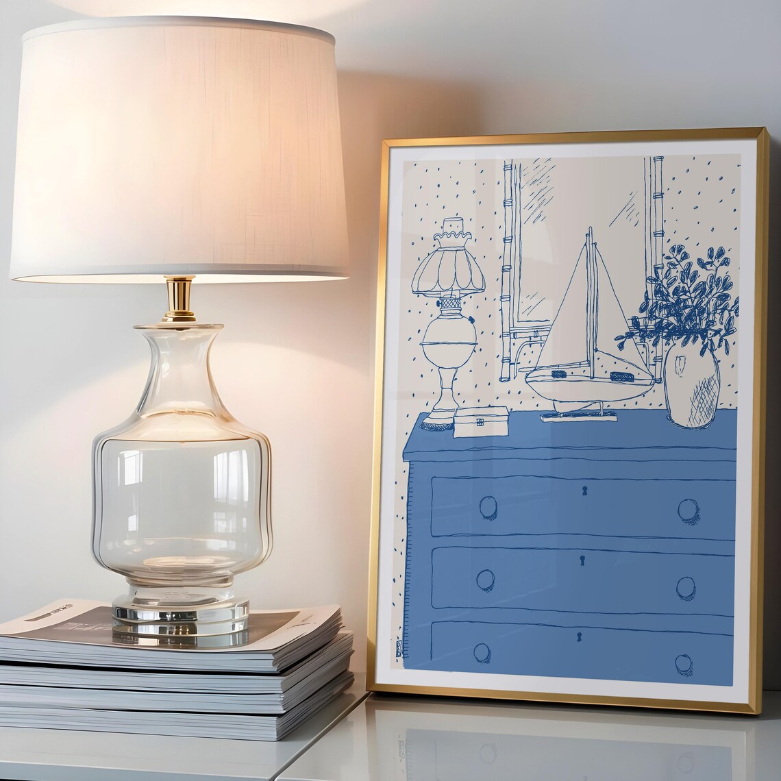 Coastal Interior Sketch Line Art Abstract Art Print - Image 2