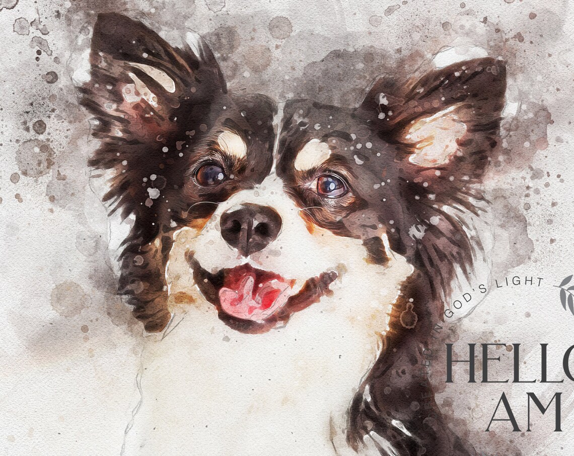 Custom Pet Portrait From Photo Wall Art Print