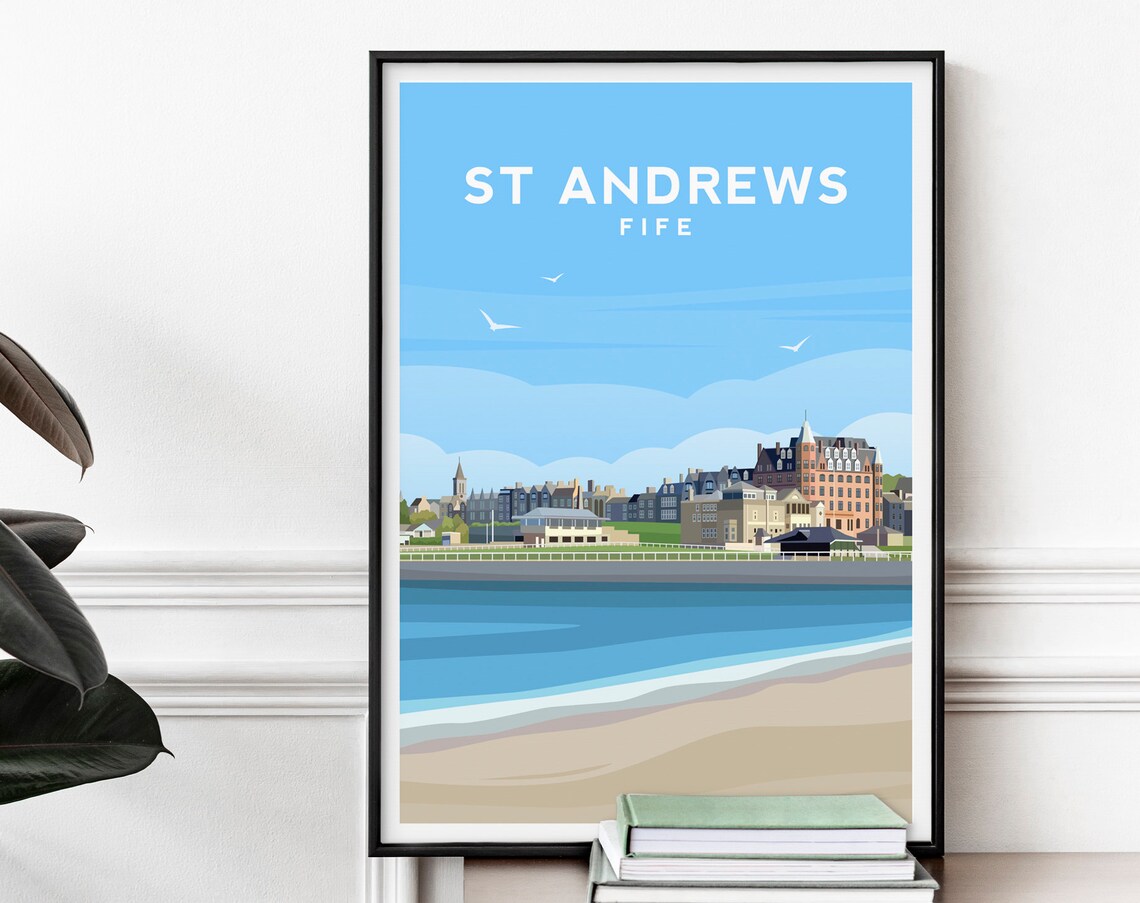 St Andrews Travel Poster, Scottish Coastal Illustration - Image 2