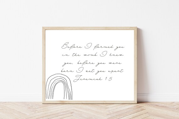 Before I Formed You in the Womb I Knew You Poster Rainbow Jeremiah 1:5