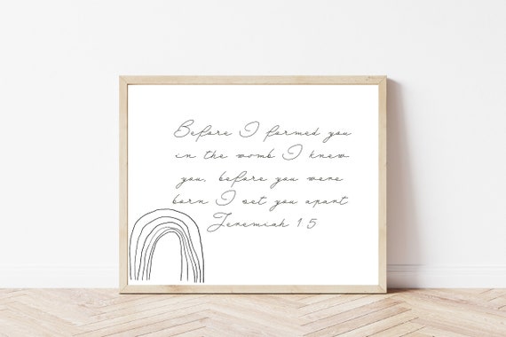 Before I Knew You Jeremiah 15 Bible Verse Wall Art Baby Boy Print Scripture Diy Print