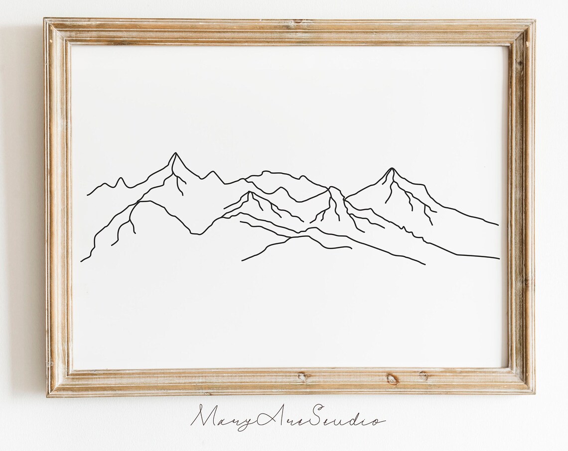 Abstract Mountain Line Art Print, Minimalist Landscape