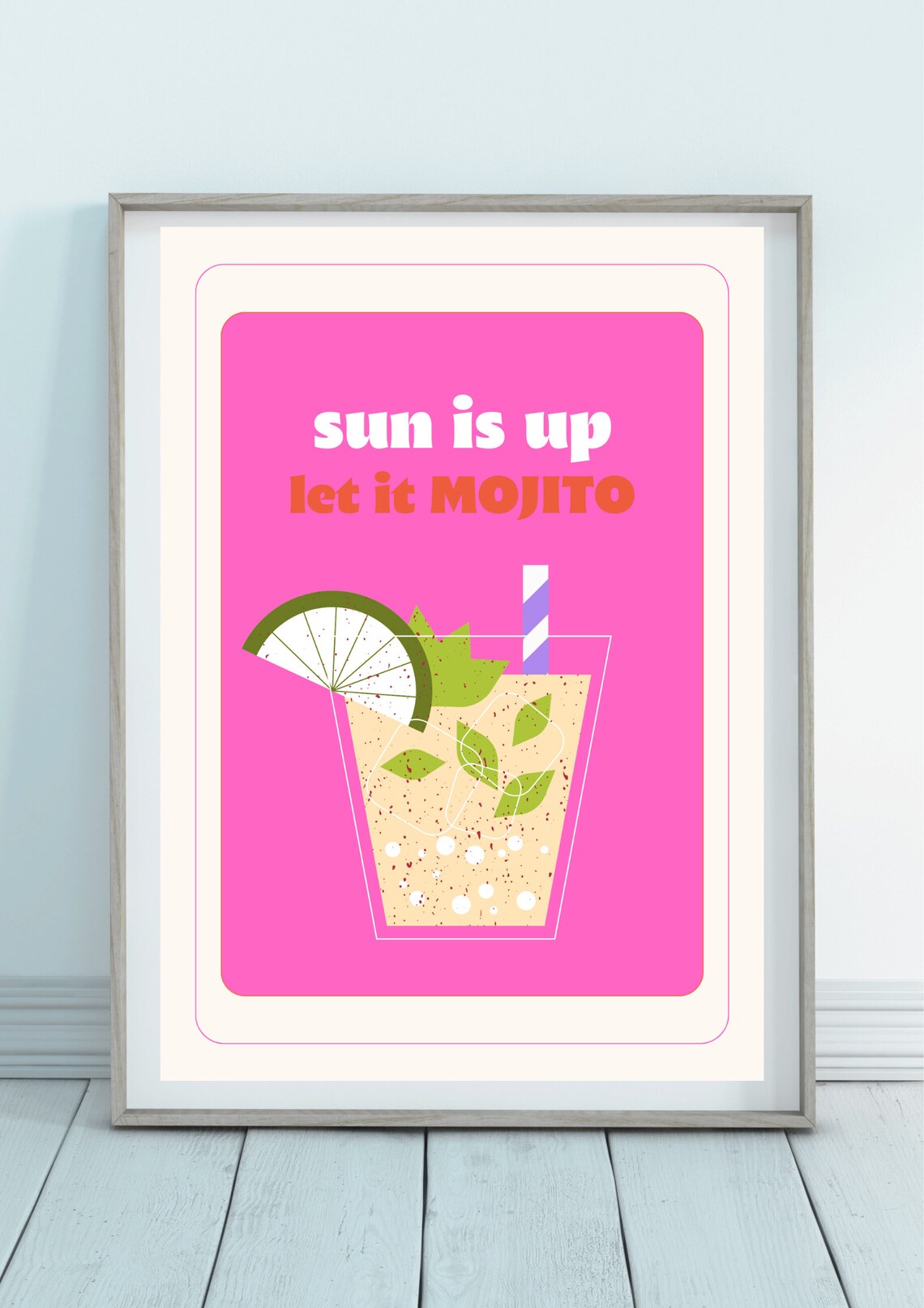Colorful Cocktail Mojito Poster, Bar Decor - Image 2