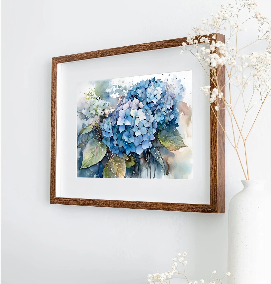Blue Hydrangea Watercolor Art Print, Botanical Decor - Image 4