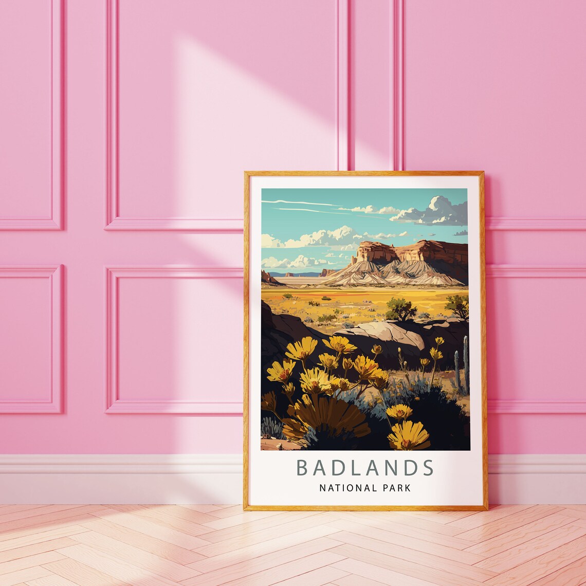 Badlands National Park Desert Wildflowers Buttes Travel Poster - Image 3