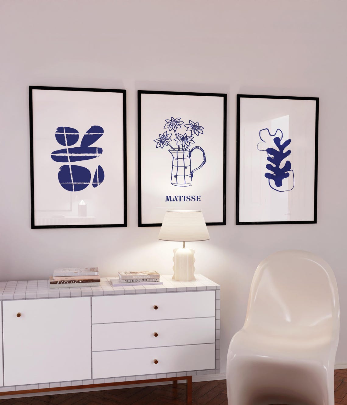 Matisse Style Blue Coral Seaweed Leaf Minimalist Art Wall Poster - Image 3