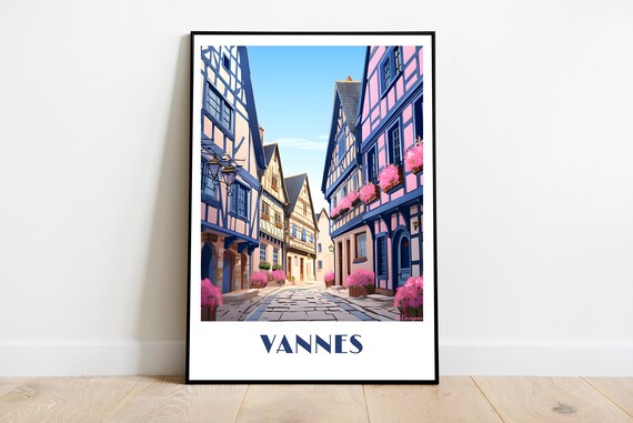 Handmade Vannes Travel Poster For Vintage Art Lovers Print Wall Decor Gift Personalized Custom Text Birthday Dad