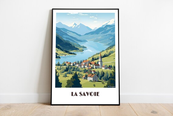 Handmade La Savoie Poster Wall Art Retro Travel Framed Birthday Home Made Decor Gift Vector Illustration Print Painting Custom