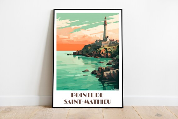 Handmade La Pointe De Saintmathieu Travel Poster For Vintage Art Lovers Brittany Gift Wall Decoration Print Personalized