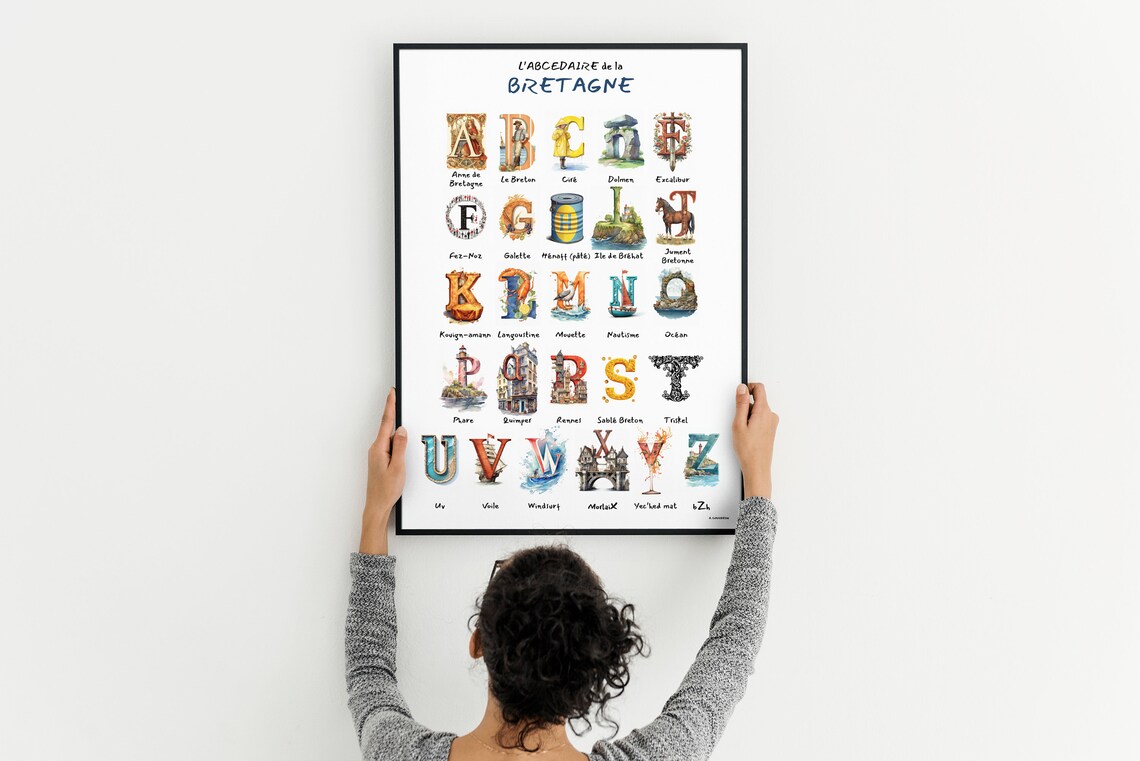 Brittany Handmade Alphabet Illustration, Personalized Gift