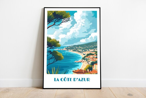 Handmade Cte Dazur Poster Wall Art Modern Travel Framed Birthday Home Made Decor Gift Vector Illustration Print Painting Custom
