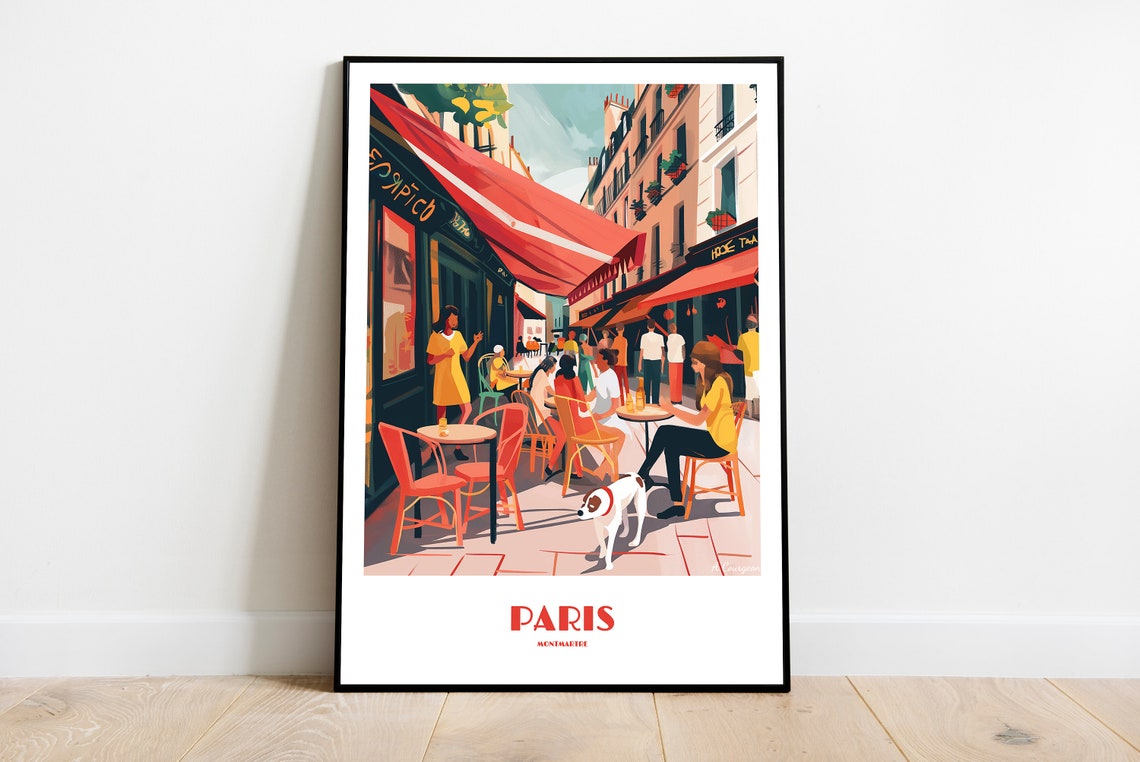 Handmade Paris Poster Wall Art Retro Travel Framed Birthday Home Made Decor Gift Vector Illustration Print Painting Custom Text