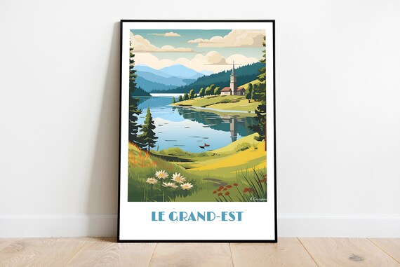 Handmade Grandest Region Poster Wall Art Retro Travel Framed Birthday Home Made Decor Gift Vector Illustration Print Rhin Custom