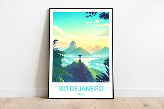 Rio de Janeiro Brazil Christ the Redeemer Vintage Travel Poster