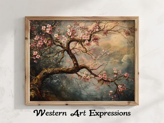 Black Cherry Branch Vintage Tree Print Blossom Wall Art Floral Home Decor Nature Inspired Living Room Artwork