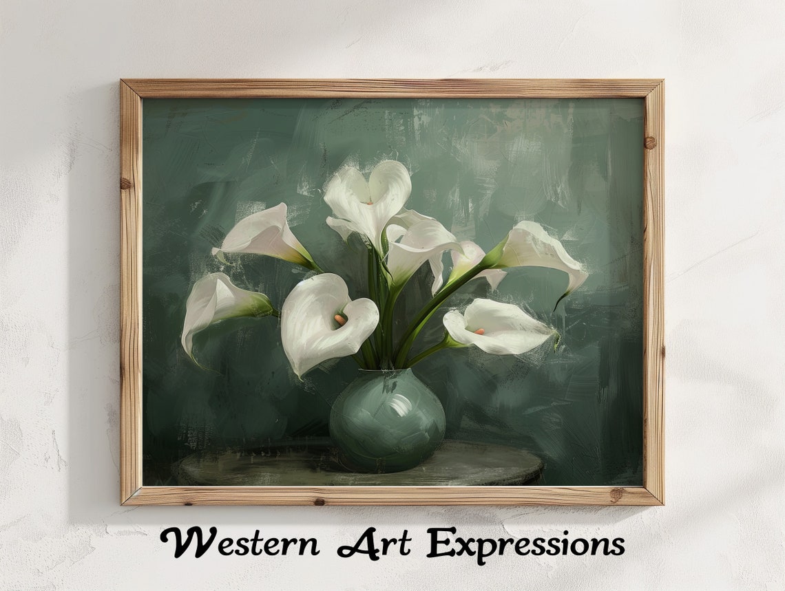 Calla Lilies In Vase Elegant Lily Canvas Art Botanical Wall Decor Floral Print For Living Room Modern Home