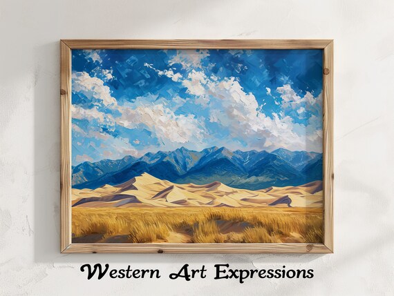 Great Sand Dunes San Juan Mountains Impressionist Painting Poster